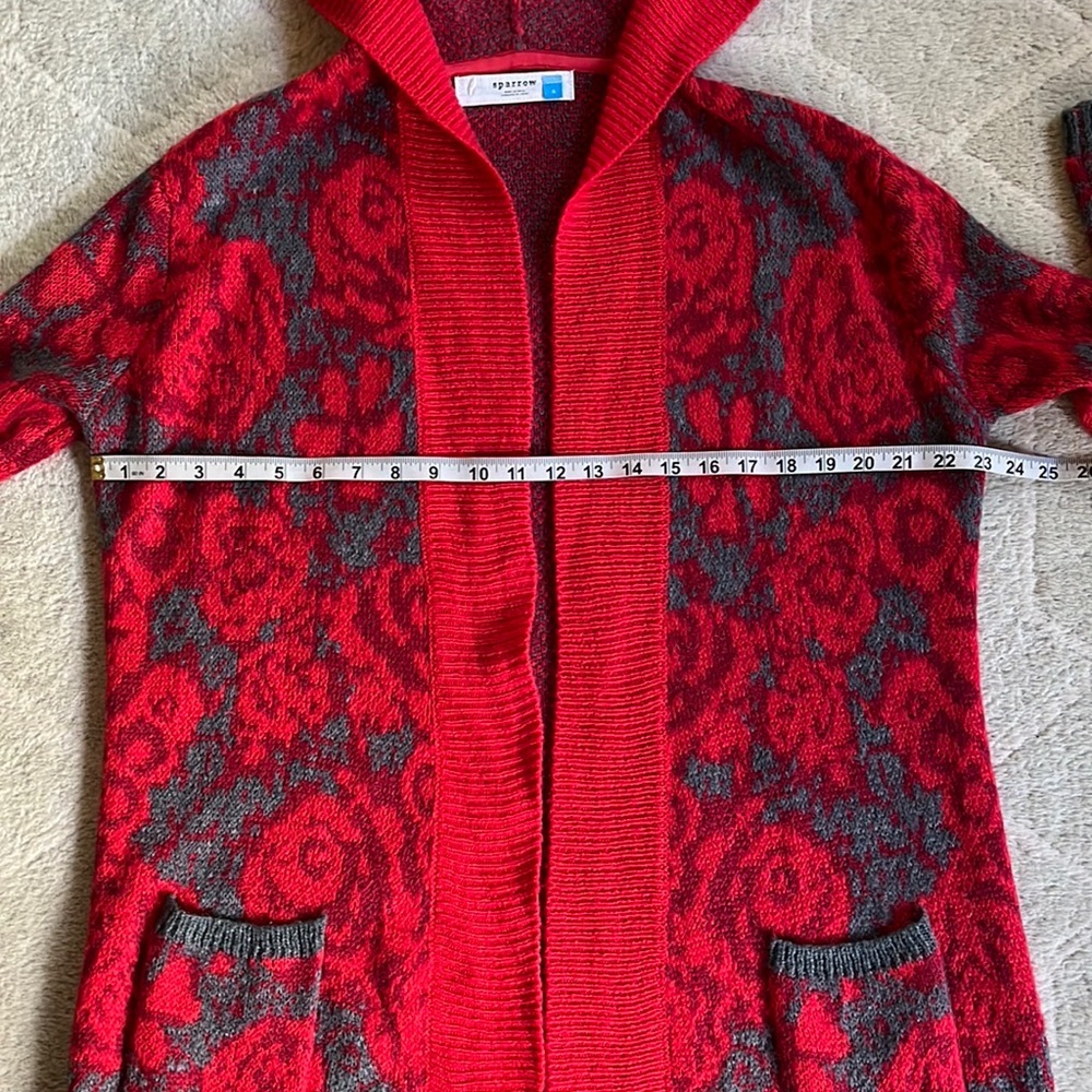 Anthropologie Sparrow Maraschino Floral Sweater Coat - Picture 13 of 13